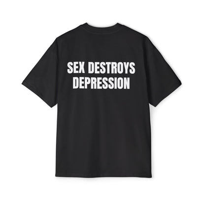 SEX DESTROYS DEPRESSION Koszulka Bluzka Boxy Oversized Tee T-shirt